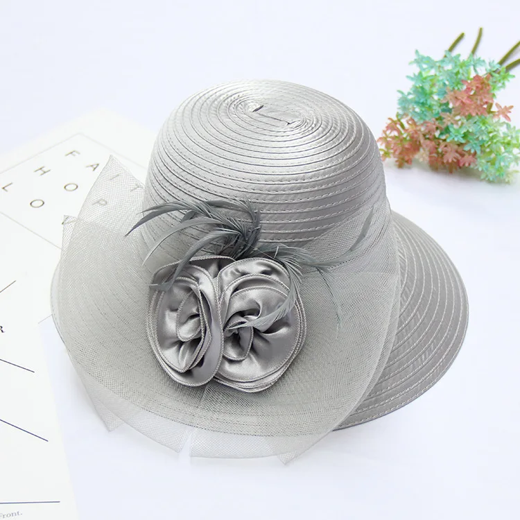 GOHYPDUG Royal Wedding Hats for Women Elegant Headwear Hair Accessories Handmade Flowers Cap Flower Feather Hat