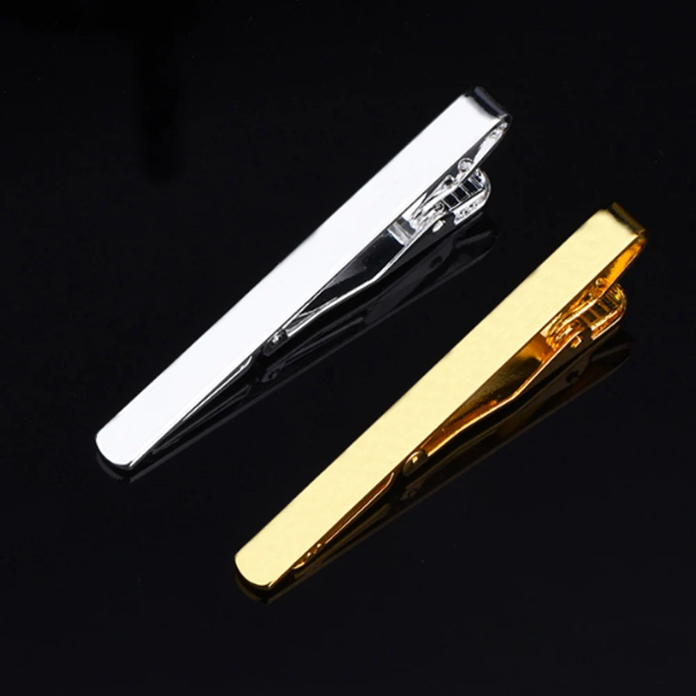 2023 New 53mm*5mm Men Stainless Steel Tie Clip Bar Brooch Clasp Chic Fashion Solid Color Slim Collar Useful Neck Tie Pin