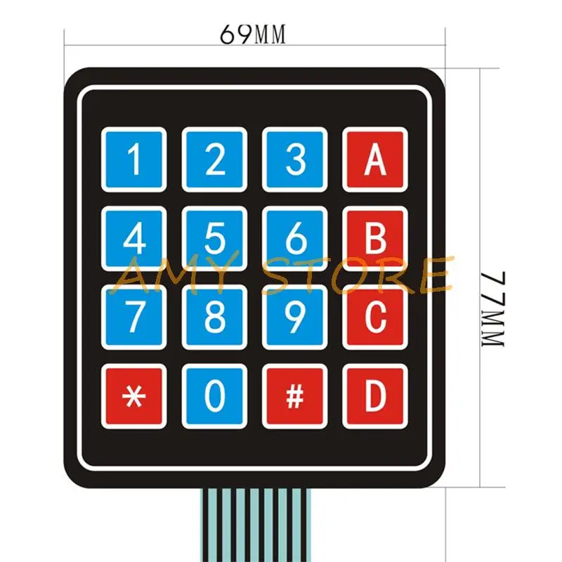 범용 4x4 16 키 매트릭스 멤브레인 스위치 키패드 키보드, 77x69x0.8mm, 2 개