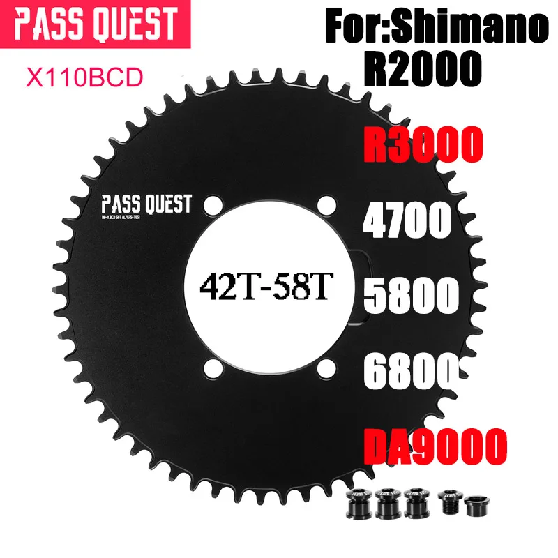 PASS QUEST Disc ChainWheel  X110 / 4 110BCD Round Road Bike Narrow Wide Chainring 40T-52T For R2000 R3000 4700 5800 6800 DA9100