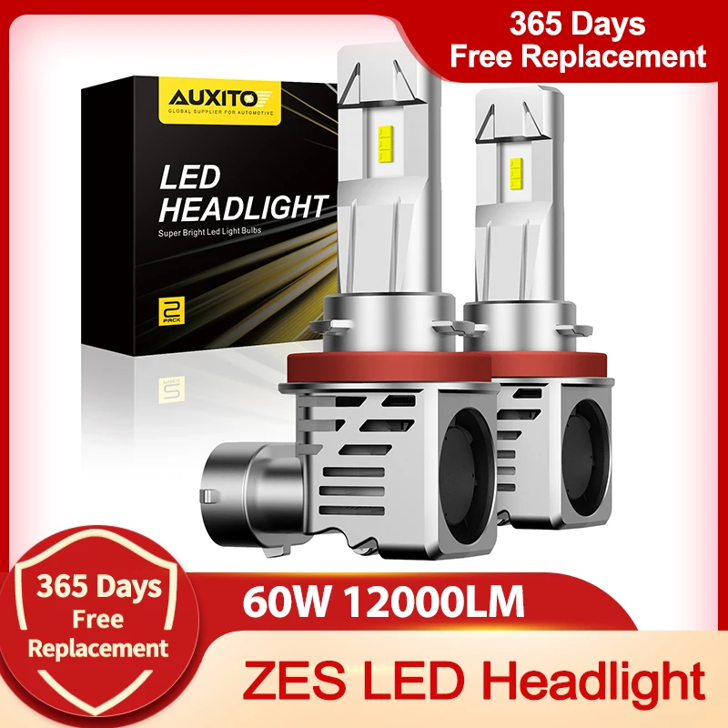 AUXITO Mini H4 Led H7 H11 ZES 6500K 12000LM 60W 9003 H9 H8 LED Bulb HB3 9005 9006 HB4 Car Headlight Bulb WireleAuto Lamp 12V 24V