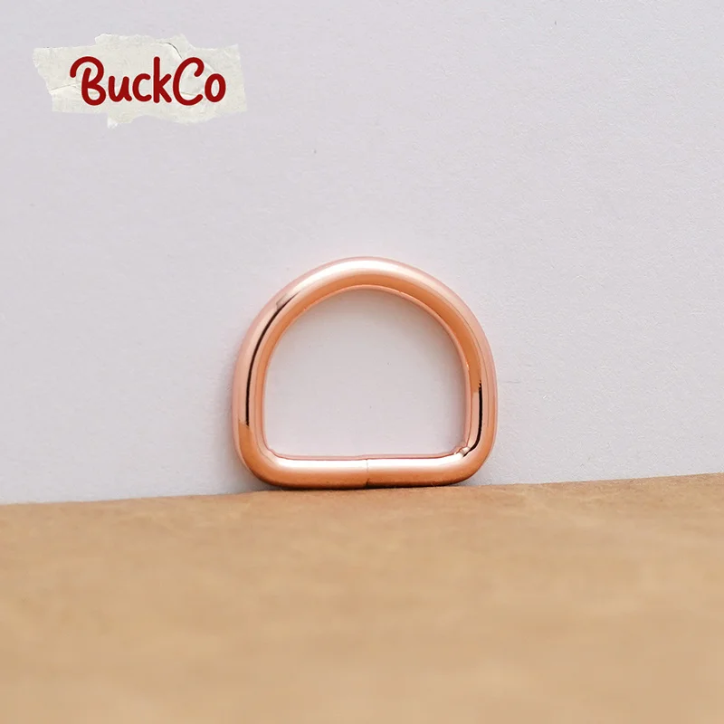 Retail 25mm D-shaped buckle webbing dog collar chain leather belt metal buckle decorative zinc alloy plated rose gold DR25RG