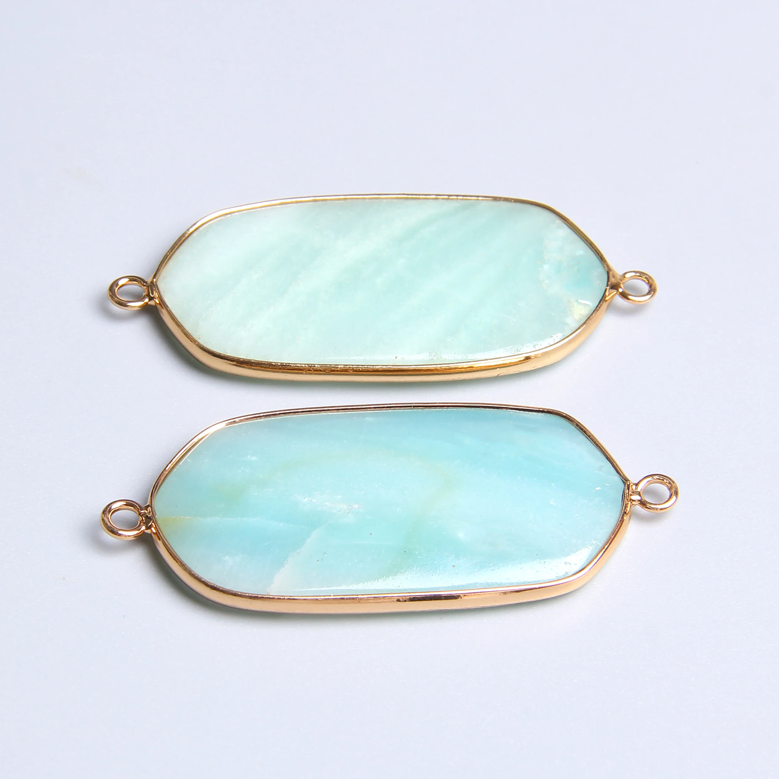 2pcs Natural blue amazonite stone pendants connector charm necklace bracelet earring connector Accessories blue stone pendants