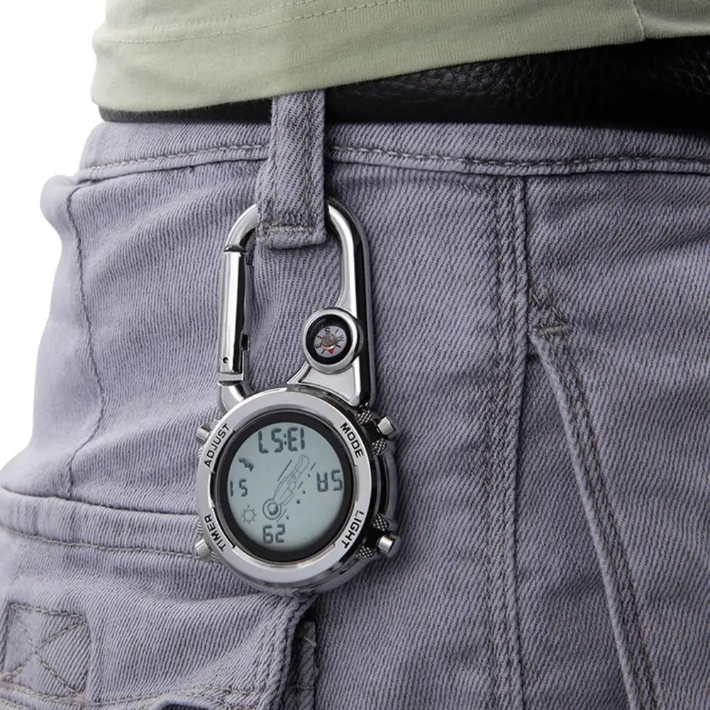 

Hot！Digital Carabiner Watch Anti-oxidation Shock Resistance Anti-scratch Backpack Belt Pocket Clip on Watch for Outdoor