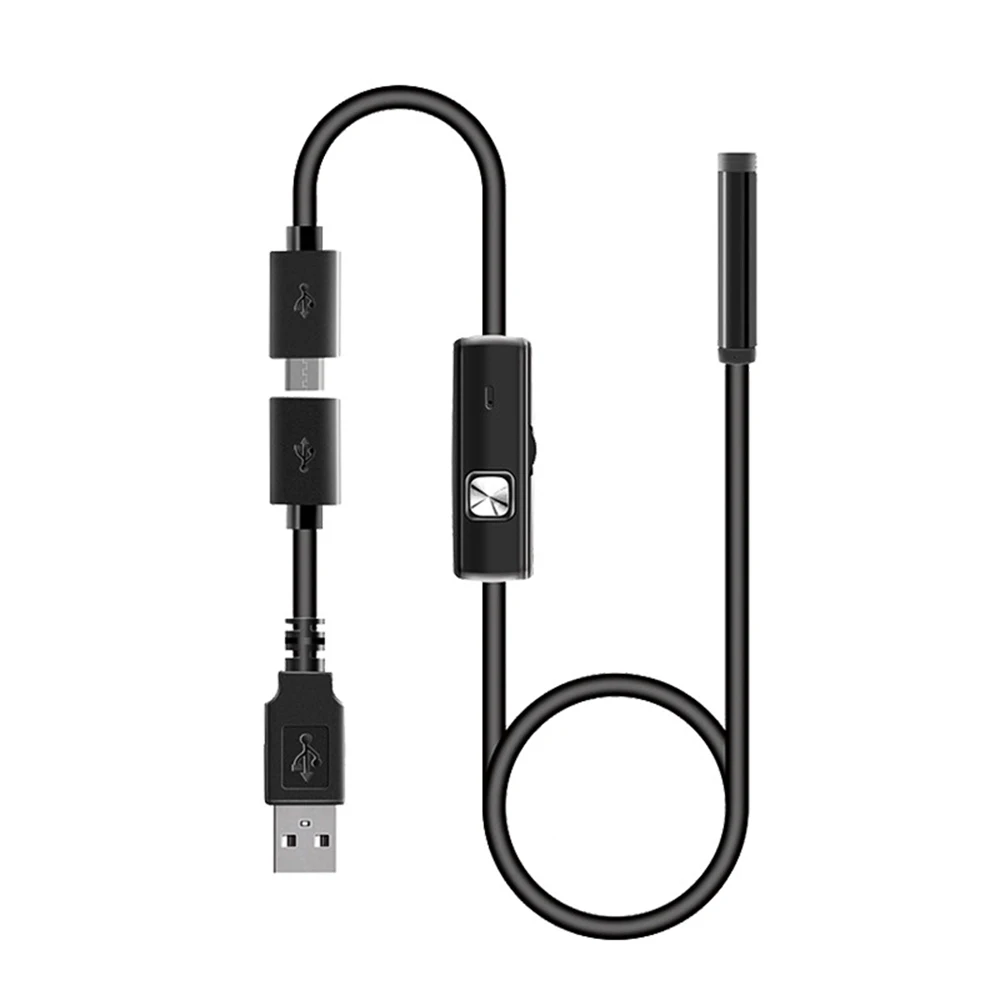 2 w 1 USB 1M 7mm Mini dla endoskop do telefonu komórkowego 6 LED światła regulowane wodoodporna kamera IP67