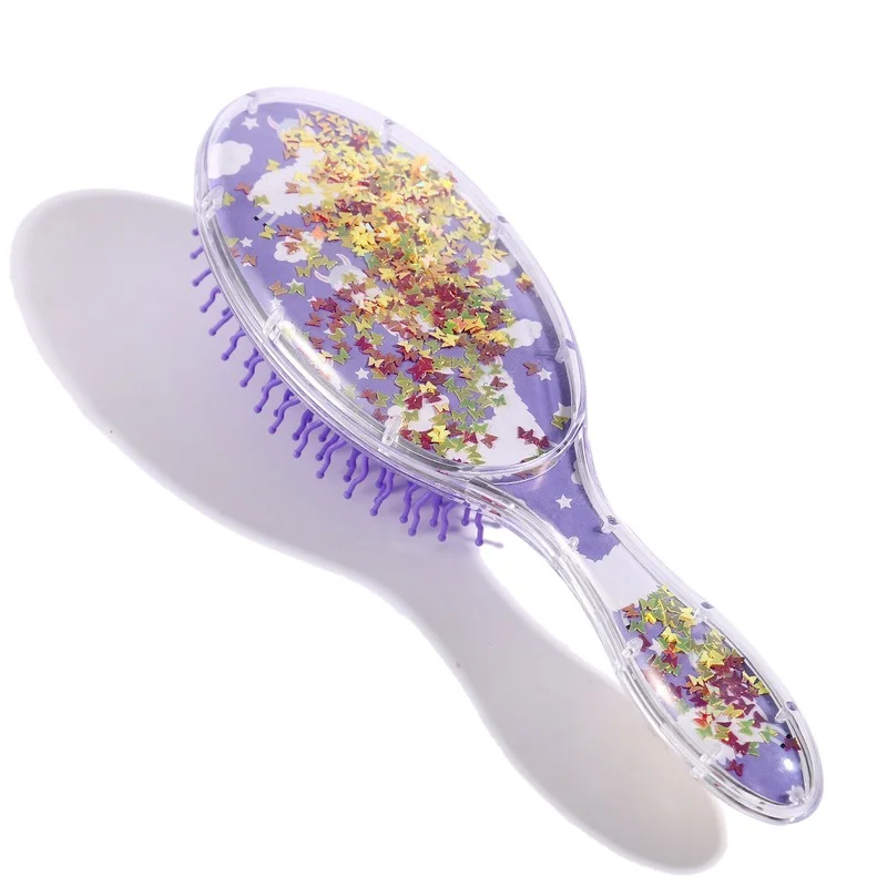Hair Brush Massage Comb Cartoon Animal Sequin Cute Anti-static Shower Wet Detangle Hair Brush Salon Hair Styling Tools Children