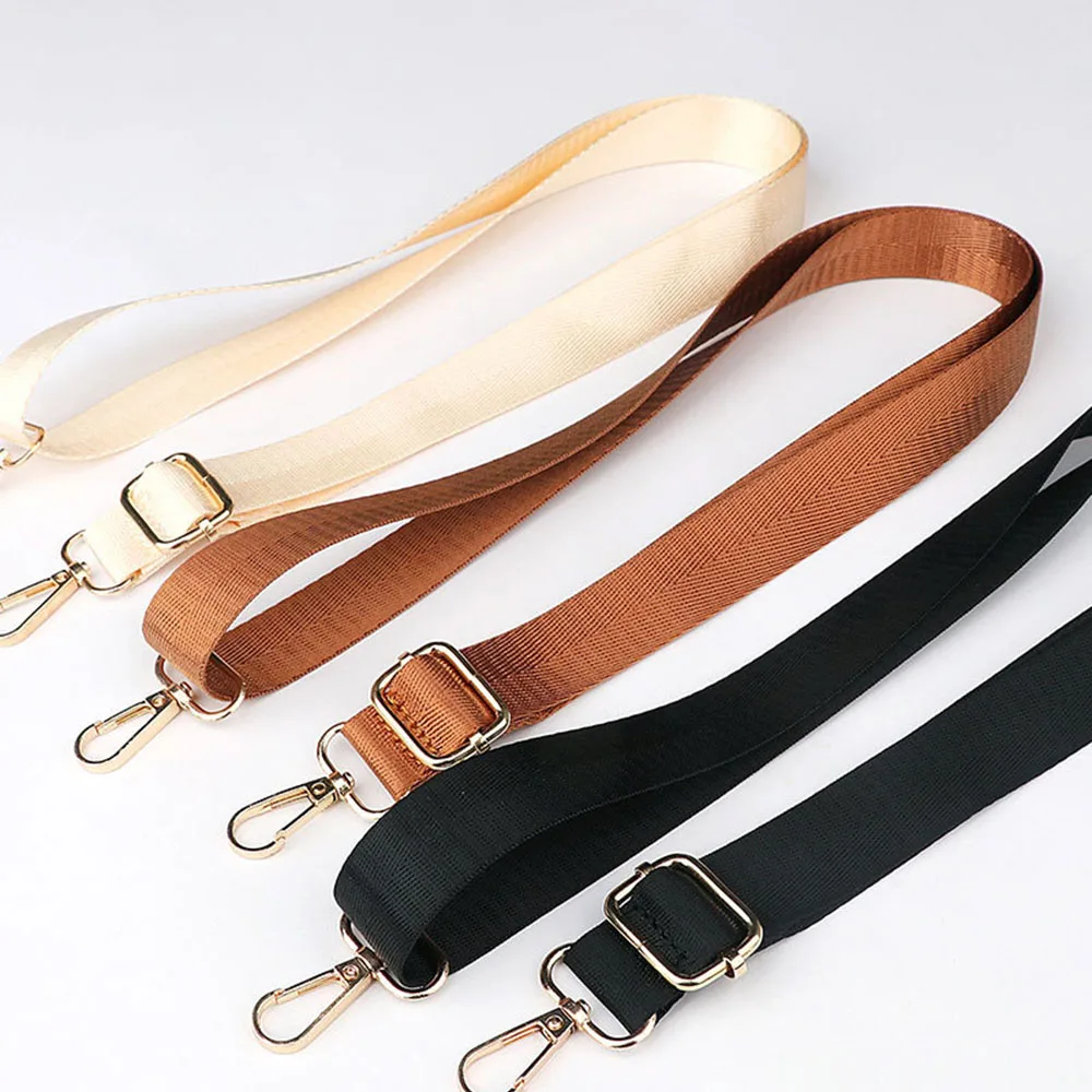 Nylon Shoulder Bag Strap with Hardware Buckles Long 1.3M Wide 2.5cm Solid Color Replacement Adjustable Belts Bag Accessories