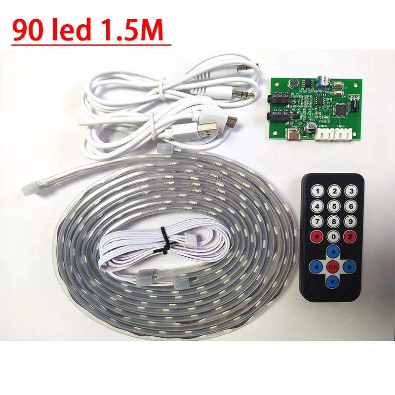 Imagem -02 - Dykb 1.5 Metro de Áudio Indicador Nível Espectro Música Dupla 30 60 90 Led Colorido Flexível Tira Suave Som Controle Voz Remoto