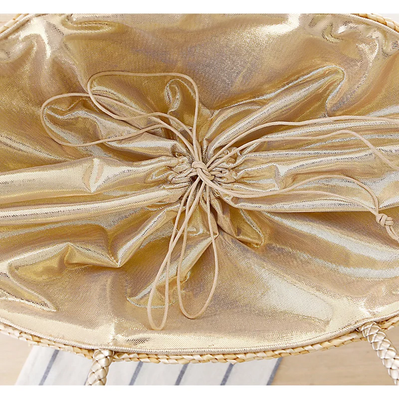 Casual Hand-embroidered Sequin Letters Straw Basket Bags Rattan Women Handbags Wicker Woven Shoulder Bag Summer Beach Large Tote