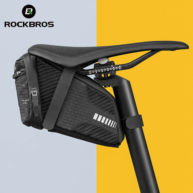 ROCKBROS Bicycle Saddle Bag 3D Shell Rainproof Reflective Shockproof Cycling Bike Tube Rear Tail Seatpost Bag Bike Accessories