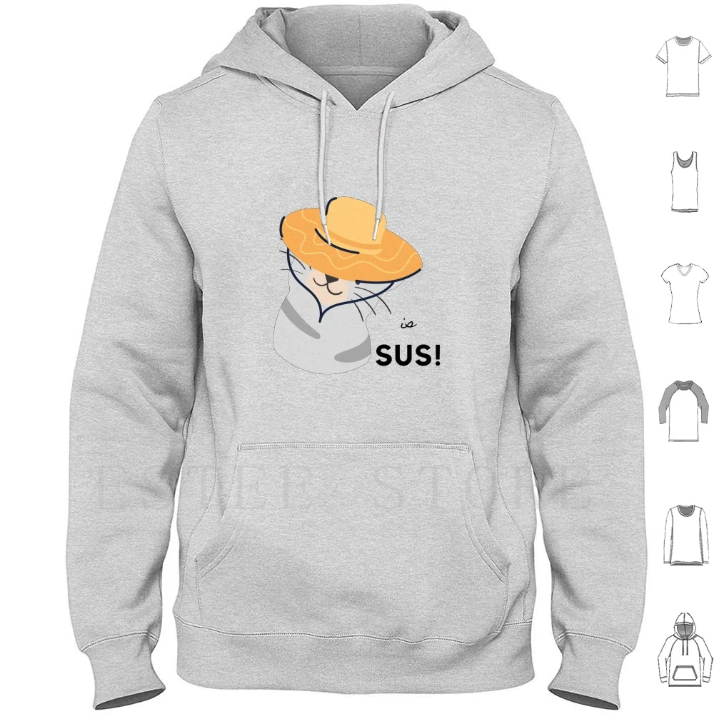 Cat Is Suspicious-Cowboy Hat Hoodies Long Sleeve Cat Is Suspicious Sus Kitty Kitten Meow Purr Cowboy Hat Cowgirl Hat