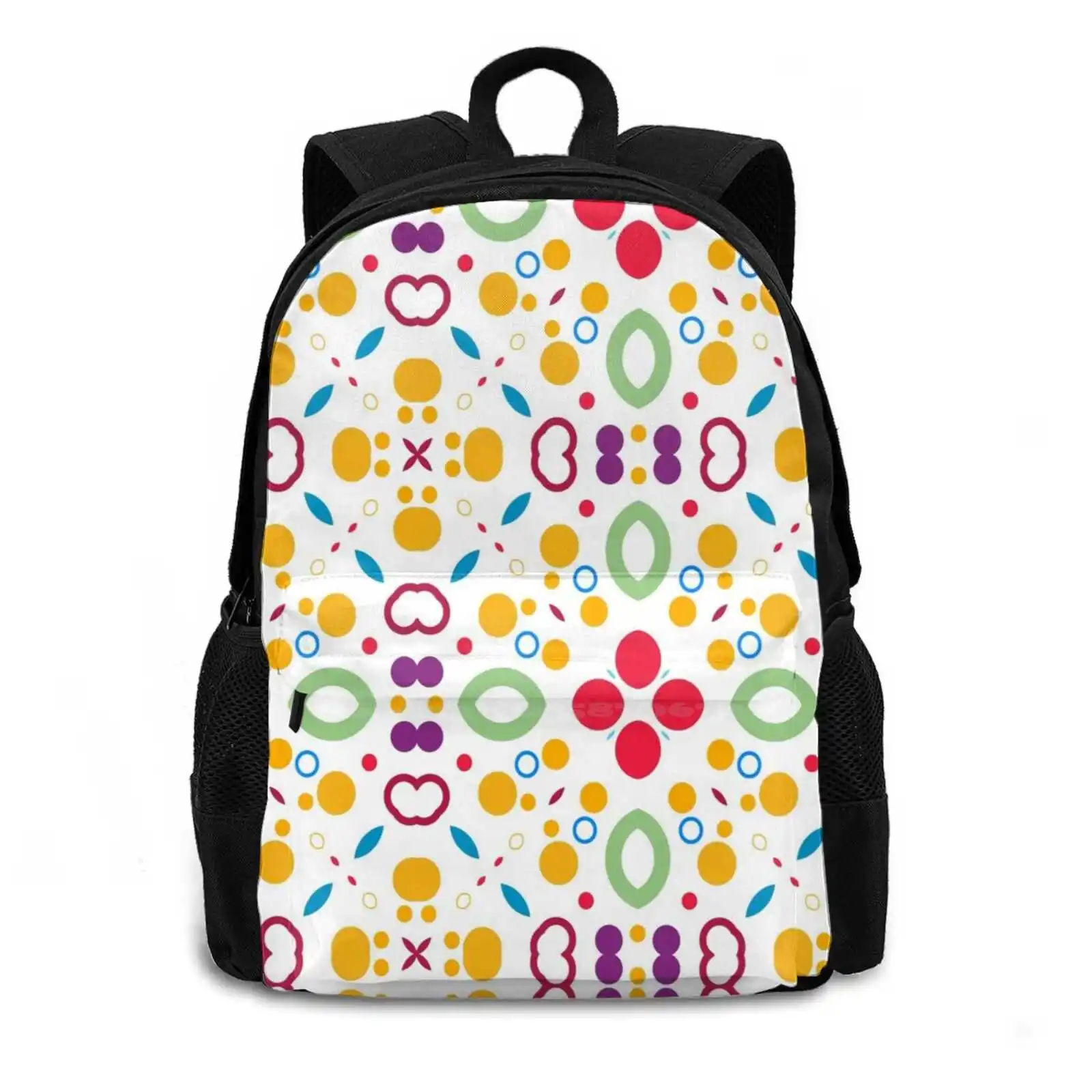 Circle Pattern Decorative Seamless Colorful Repeat Fashion Travel Laptop School Backpack Bag B Q Colorful Christmas Flowers