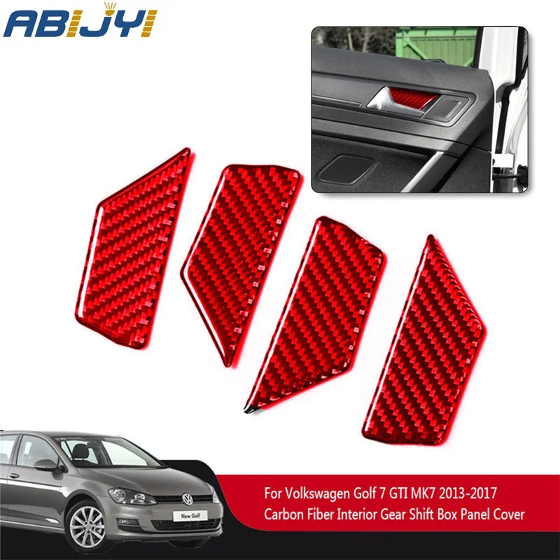 

For VW Golf 7 GTI MK7 2013-2017 Car Accessories Interior Carbon Fiber Red Stickers Inner Door Bowl Decoration 4PCS