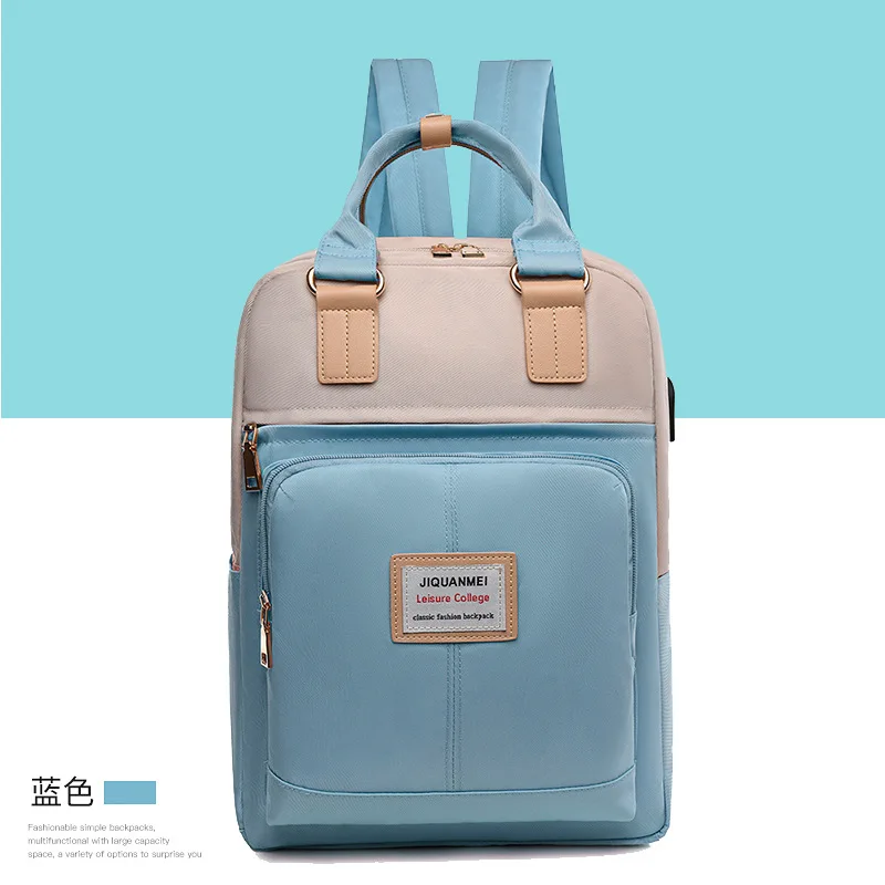 Large Capacity Laptop Bag 13.3 14 15.6 inch Fashion Women Backpack Canvas Rucksack Vintage Travel Bags with USB Charging Port