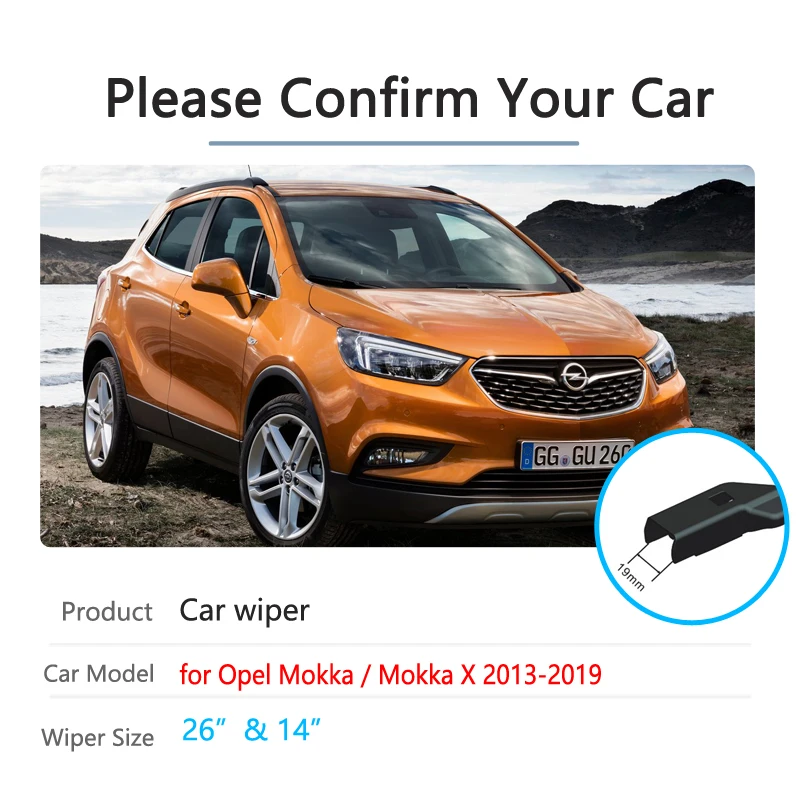 for Opel Mokka 2013~2019 Car Wiper Blades Front Windscreen Wipers Car Accessories Vauxhall Mokka X 2014 2015 2016 2017 2018