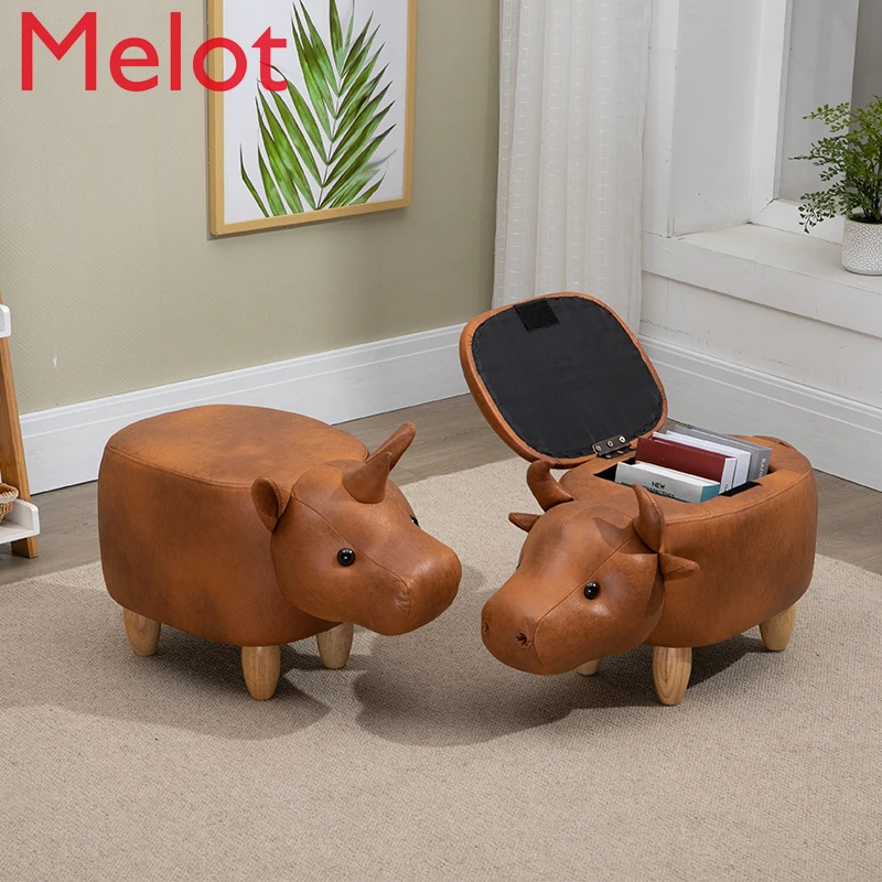 Luxury Cute Fashion Animal Shoe Changing Stool Modern Solid Wood Storage Creative Stool Sofa Stool Foot Bench Low Stool