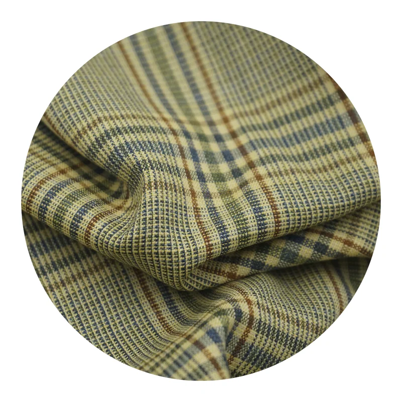 

Width 58'' Spring Autumn Thin Worsted Checkered Wool Fabric By The Half Yard For Suit Pants Skirt Material