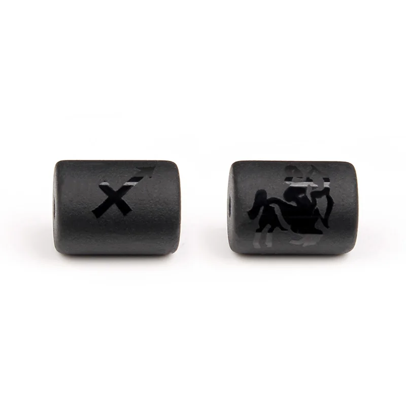 12 Zodiac Beads Charms Matte Black Onyx Constellation Beads Cylinder Pendant For DIY Making Jewelry Findings Bracelets Neckalces