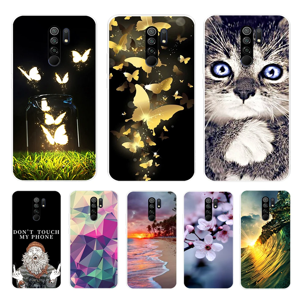 Cover For Xiaomi Redmi 9 Case Cat Flower Animal Cover Silicone Case For Redmi 9 redmi9 Cover Bumper Shockproof Phone Case Coque