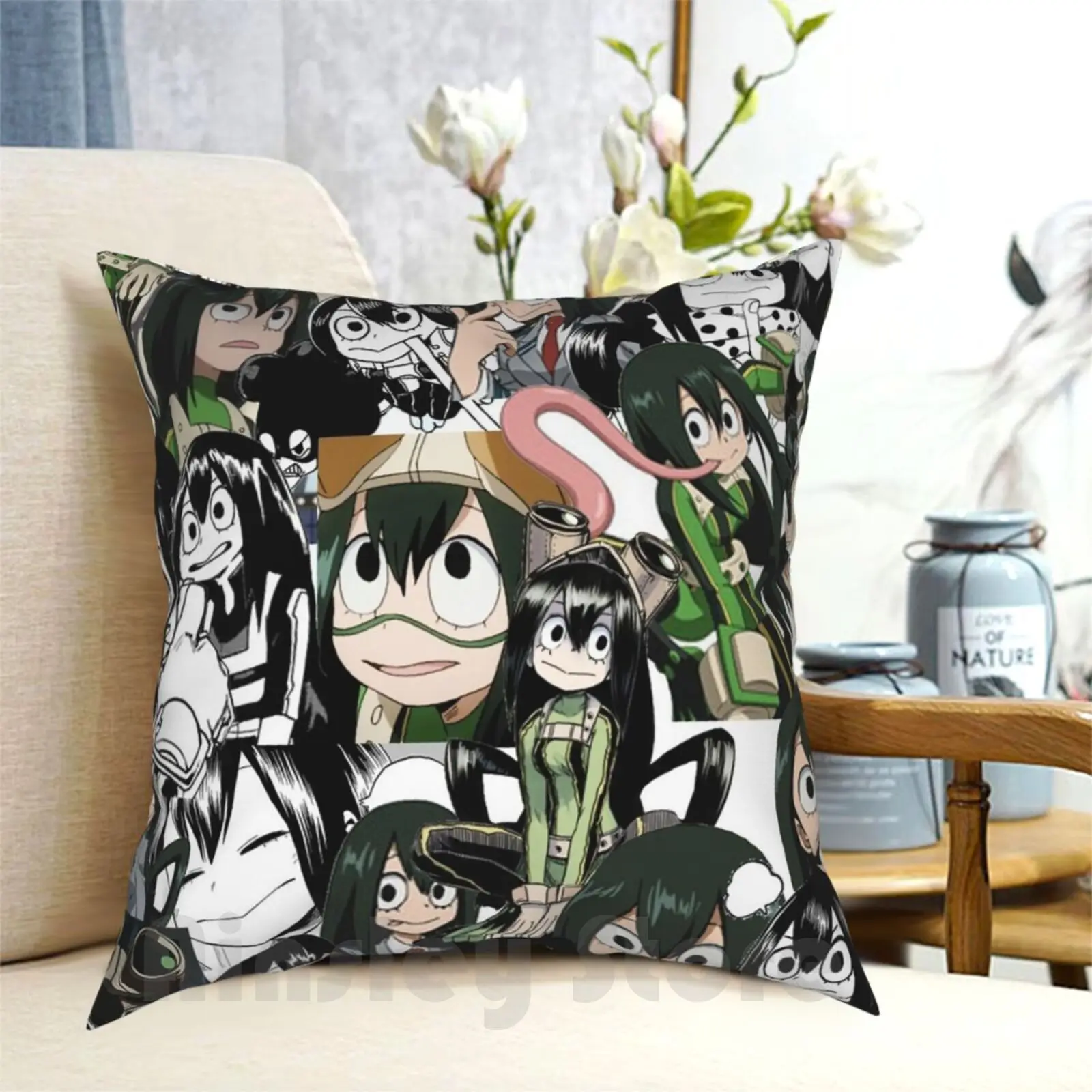 Froppy Collage Pillow Case Printed Home Soft DIY Pillow cover Bnha Boku No Hero Academia Mha Tsuyu Deku Todoroki Toga