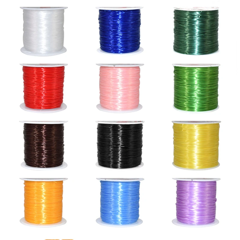 

50M/Roll 0.5mm Flexible Crystal String Wire Flat Elastic Beading Cord Thread for DIY Necklaces Bracelet Jewelry Making 19 Colors