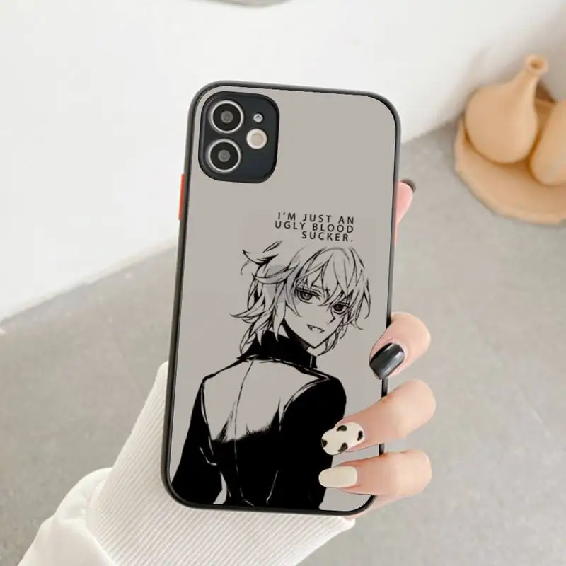 Anime Seraph of the end Mikaela Hyakuya Phone Case for iPhone X XR XS 7 8 Plus 11 12 pro MAX Translucent Matte Shockproof shell