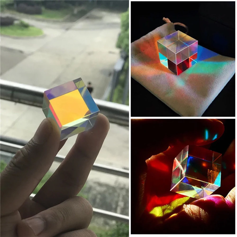 Optical Glass X-cube Dichroic  Cube Design Cube Prism RGB Combiner Splitter Educational Gift Class Physics Educational Toy