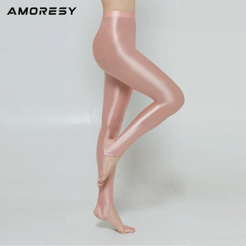 AMORESY new color M-3XL satin gloss opaque step pantyhose shiny wet look tights sexy silk stockings Japanese slim high pants