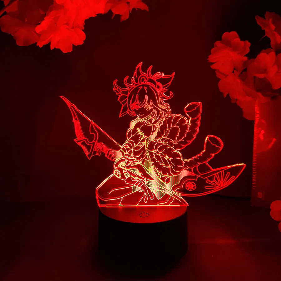 Genshin Impact Game Yoimiya 3D Night Light Cool Birthday Xmas Gifts for Friends Gaming Room Table Decor Colorful LED Desk Lamp