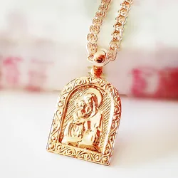 Blessed Virgin Mary And Son Pendant Necklace New Fashion Religion Jewelry Trendy 585 Gold Color Women Men Jewelry