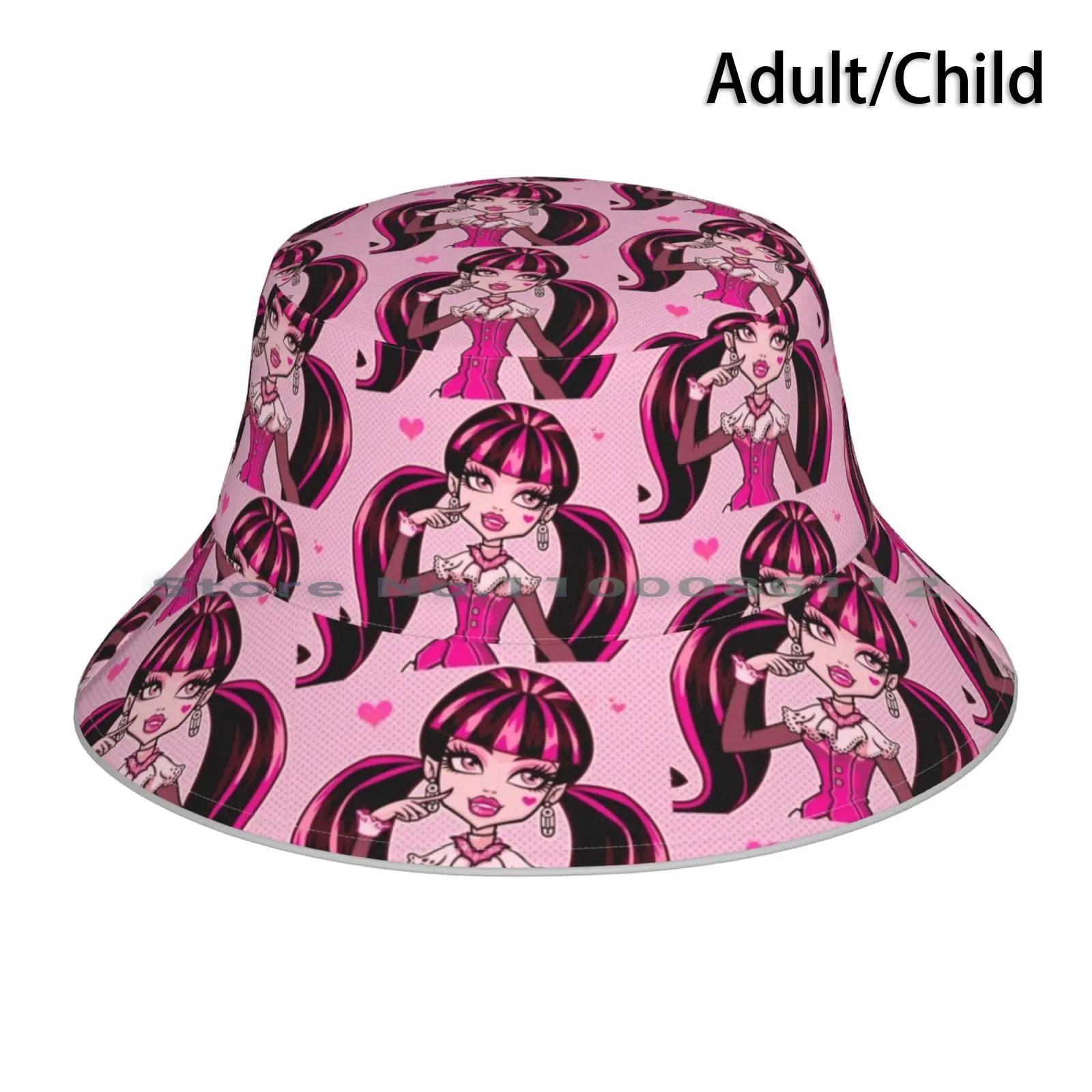 Draculaura Bucket Hat Sun Cap Monster High Draculaura Nostalgia 90s Fashion Pink Kawaii Cute Aesthetic Kidcore Brimless Knitted