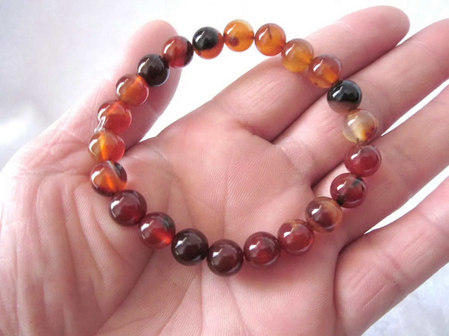 Pair Wholesale 100% Natural Dream Agate Jade 7mm-8mm/22 Beads Jewelry Bracelets