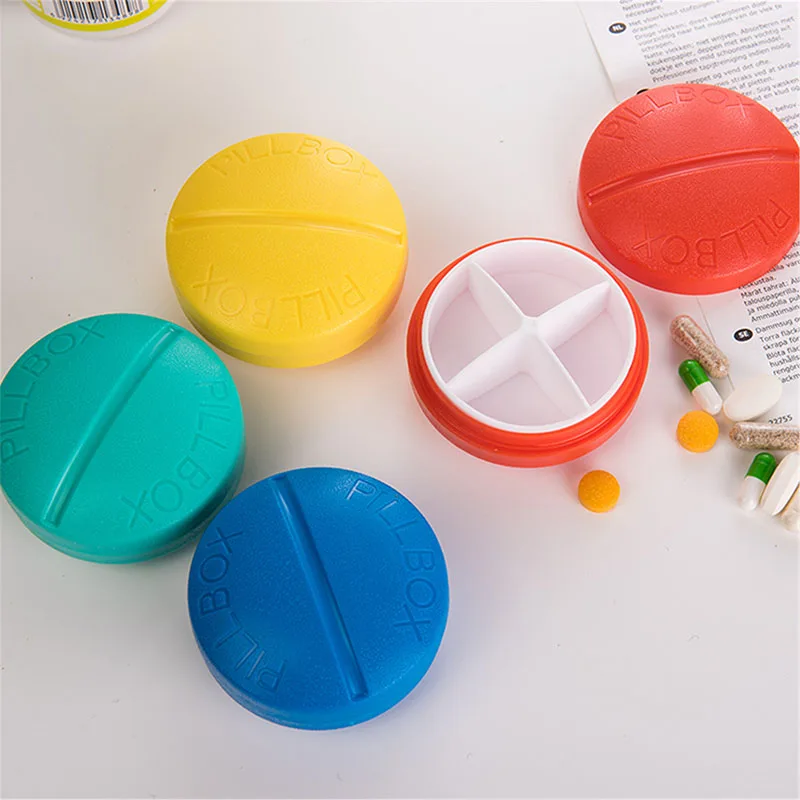 Mini 4 Slot Healthy Care Pill Box Medicine Drugs Tablet Holder Sort Storage Case Round Storage Box Organizer Pill Container