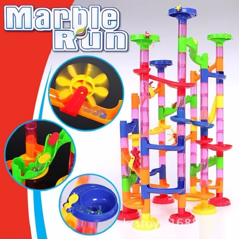 

DIY Orbital ball Run Sets for Kids - 105Pcs Marble Race Track Maze Madness Game Building Tower Toys For Children Birthday Gift