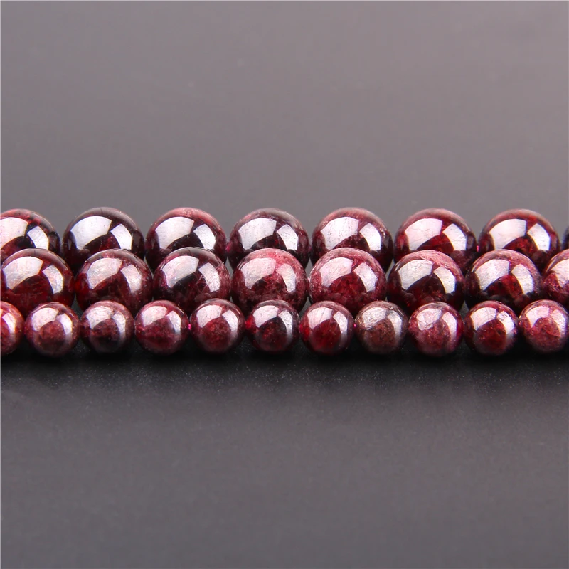 Wholesale Natural Stone Dark Garnet Beads Natural Gem Dark Red Round Smooth Loose Beads DIY Bracelet For Jewelry Making handmade