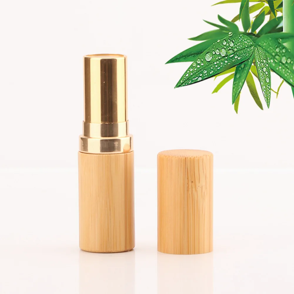 5ml Makeup bamboo design empty Golden lip gloss container bamboo lipstick tube DIY cosmetic lip balm tubes