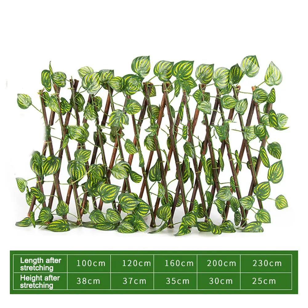 

Выдвижной искусственный садовый забор, расширяемый искусственный плющ, забор для конфиденциальности, деревянная лоза, рама для скалолазания, садовое растение, домашние украшения