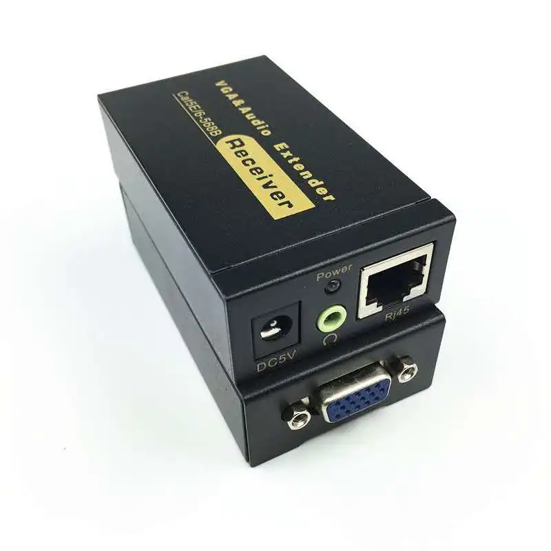 Cat5e/6 케이블로 오디오가있는 VGA UTP extender VGA AV extender 리피터 오디오 전원 어댑터가있는 최대 100M