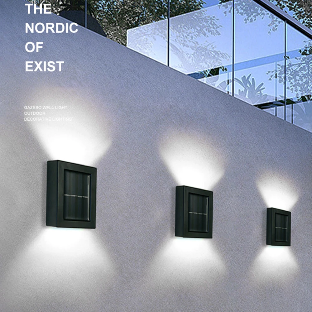 Applique murale LED solaire, style nordique, luminaire décoratif d'extérieur, idéal pour un jardin ou une rue, 2 unités