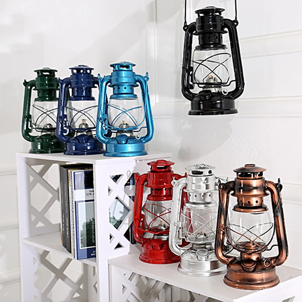 25cm Retro Classic Kerosene Lamp 6 Colors Kerosene Lanterns Portable Lights Portable Lights Adornment For Bar Coffee Shop