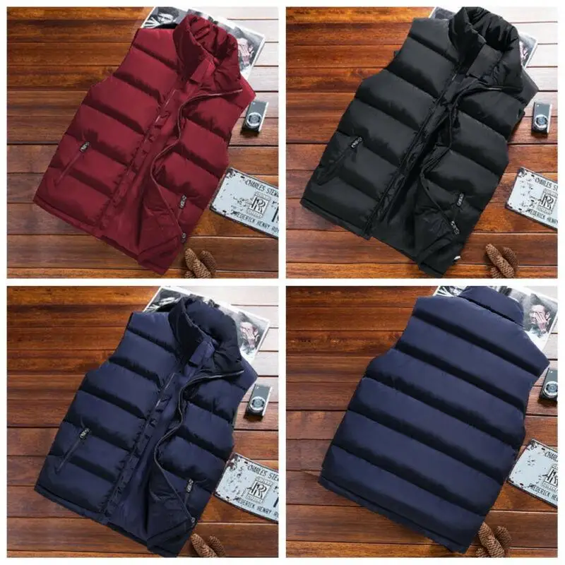 Multicolor Men Cotton Down Puffer Gilet Vest Body Warmer Waistcoat Padded Outwear Jacket Comfortable Fashion Simplicity Casual