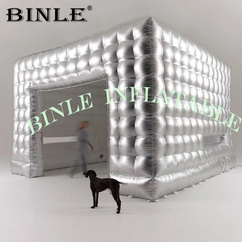 Event & Exhibition slivery inflatable cube tent with doors giant square inflatable party marquee inflatable cubic for display