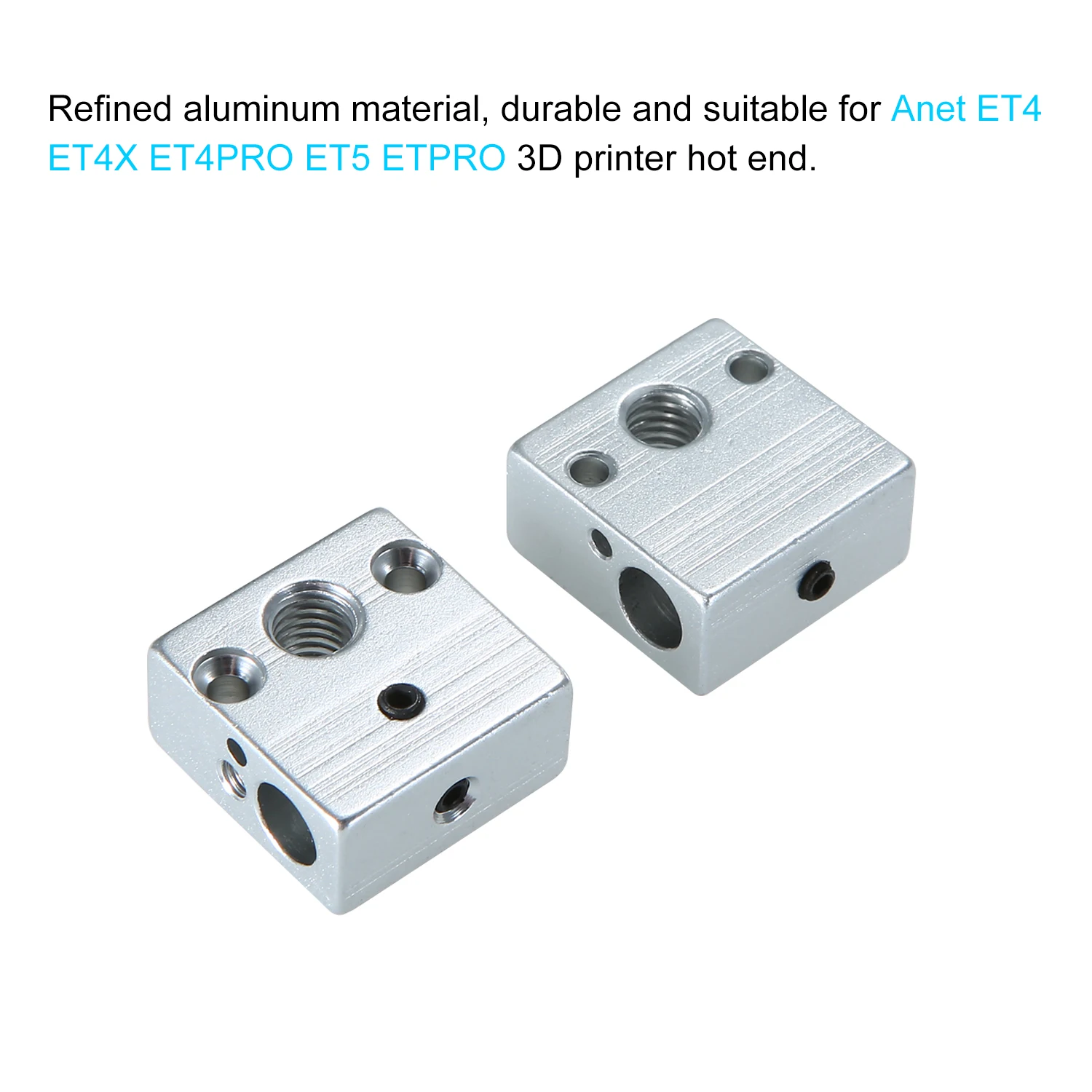 2pcs ET4 Aluminum Heater Block Hot End Heating Block 20*20*10mm M6 nozzles for Anet ET4 ET4X ET4PRO ET5 ETPRO 3D Printer parts