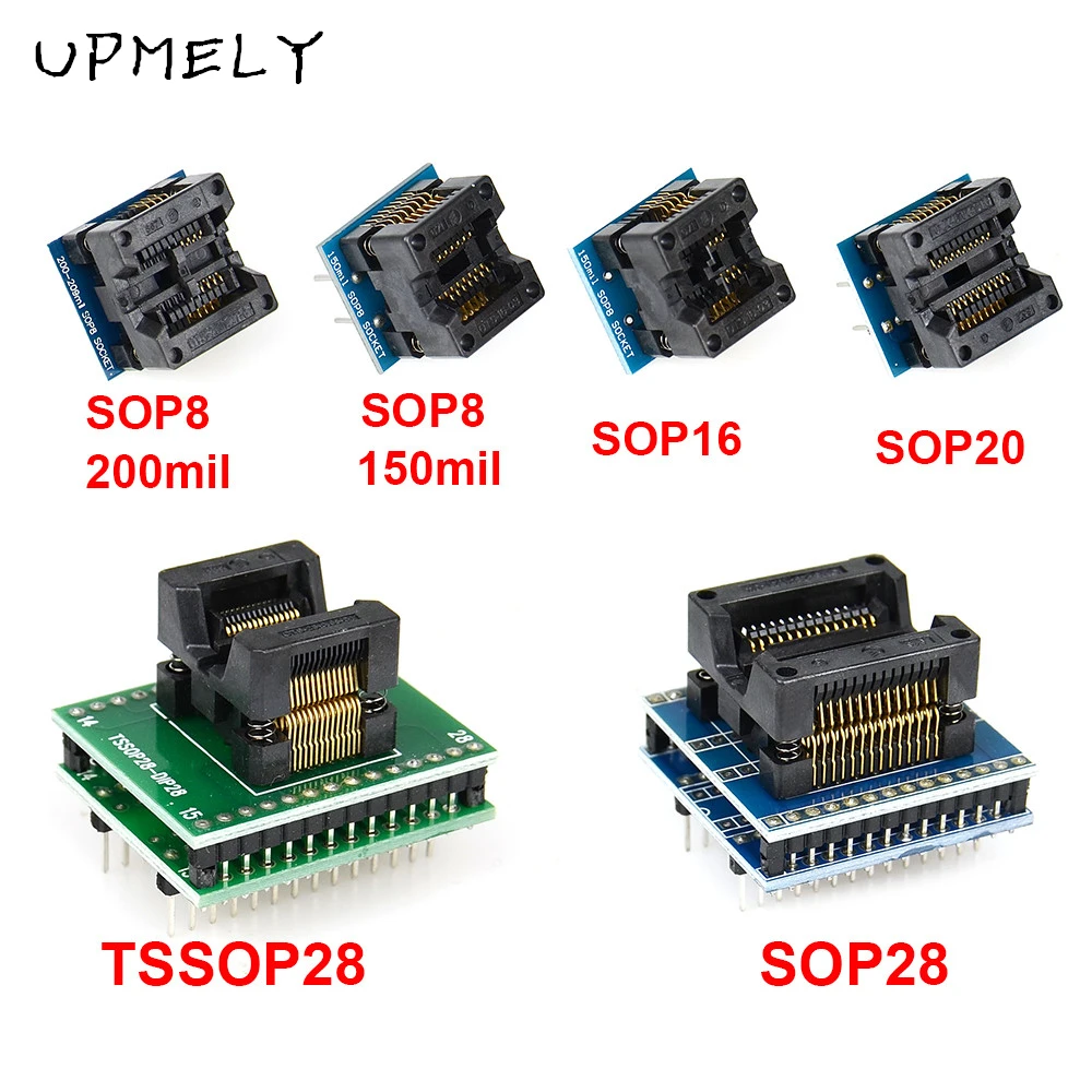 6pcs TSSOP28 SSOP28 SOP28-DIP28 Adapter SOP20 SOP16 SOP8 150/200mil to DIP8 Chip Compatible TSSOP20 SSOP20 TSSOP8 Socket