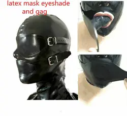 Latex Rubber Full Enclosure Hood Rubber Hood with Eyeshade and Gag bdsm sex restraints adult games bdsm mask s&m bdsm bondage