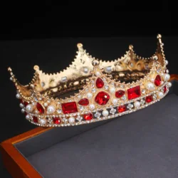 Crystal Baroque Tiara Crown Bridal Queen King Diadem Wedding Bride Hair Jewelry Accessories Women Men Pageant Prom Headpiece