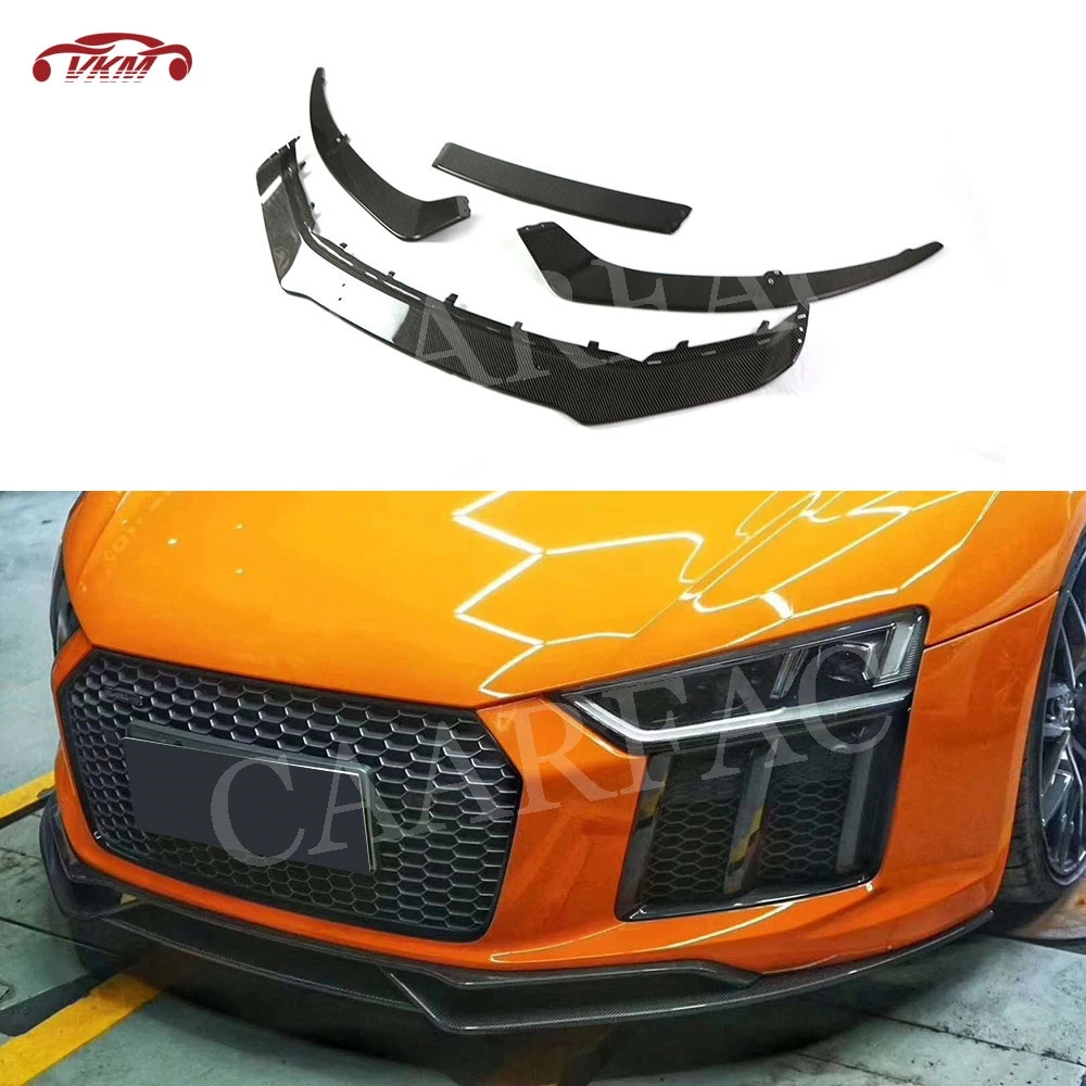 

Carbon Fiber Front Bumper Lip Spoiler Aprons For Audi R8 Coupe 2015-2018 Head Chin Shovel Splitters Car Styling