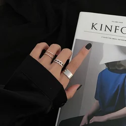Original Design Silver Color Round Hollow Geometric Rings Set For Women Fashion Hip Hop Punk Open Ring Joint Ring Female Jewelry