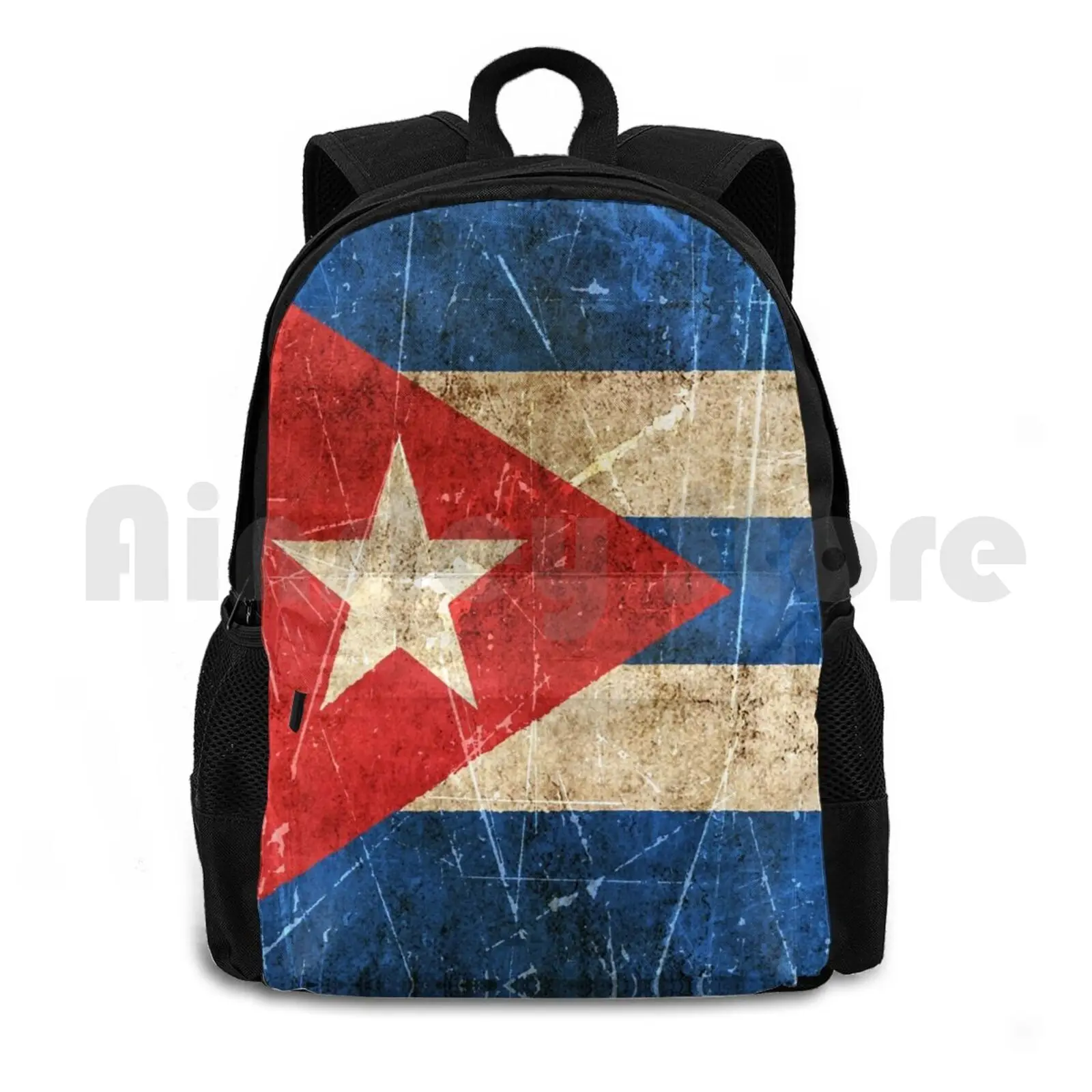 Vintage Aged And Scratched Cuban Flag Outdoor Hiking Backpack Waterproof Camping Travel Cuba Flag Of Cuba Cuban Cuban Flag