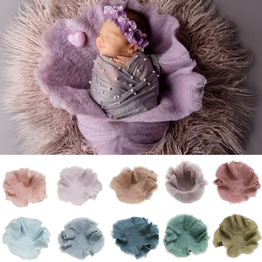 100% Soft Wool Felt Fleece Basket Filler Handmade Round Blanket Layer Photo Shoot Backdrop Newborn Baby Photography Accessories